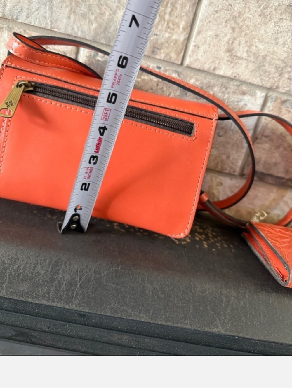 Patricia Nash Orange Tooled Floral Leather Crossbody Bag - Picture 15 of 16